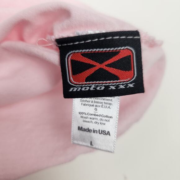Moto XXX T-Shirt Pink Vintage Size Large Women Cap Sleeve Scoop Neck NWT - Picture 4 of 6